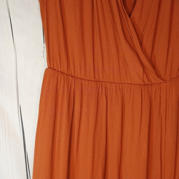 Maeve Anthropologie Rust V-Neck Faux Wrap Dress - Picture 6 of 15